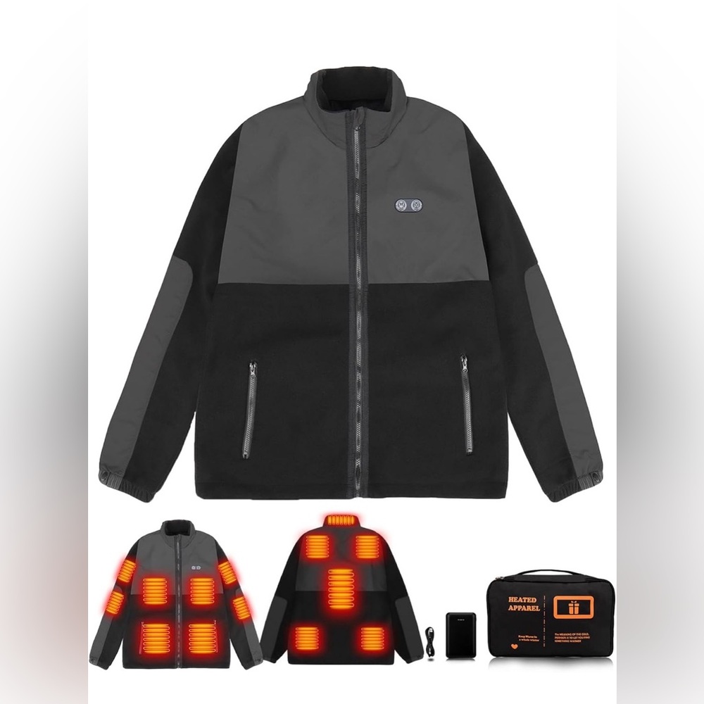 Heated Jacket Fleece w/ 7.4V Battery Pack Included Electric Heated (Large)